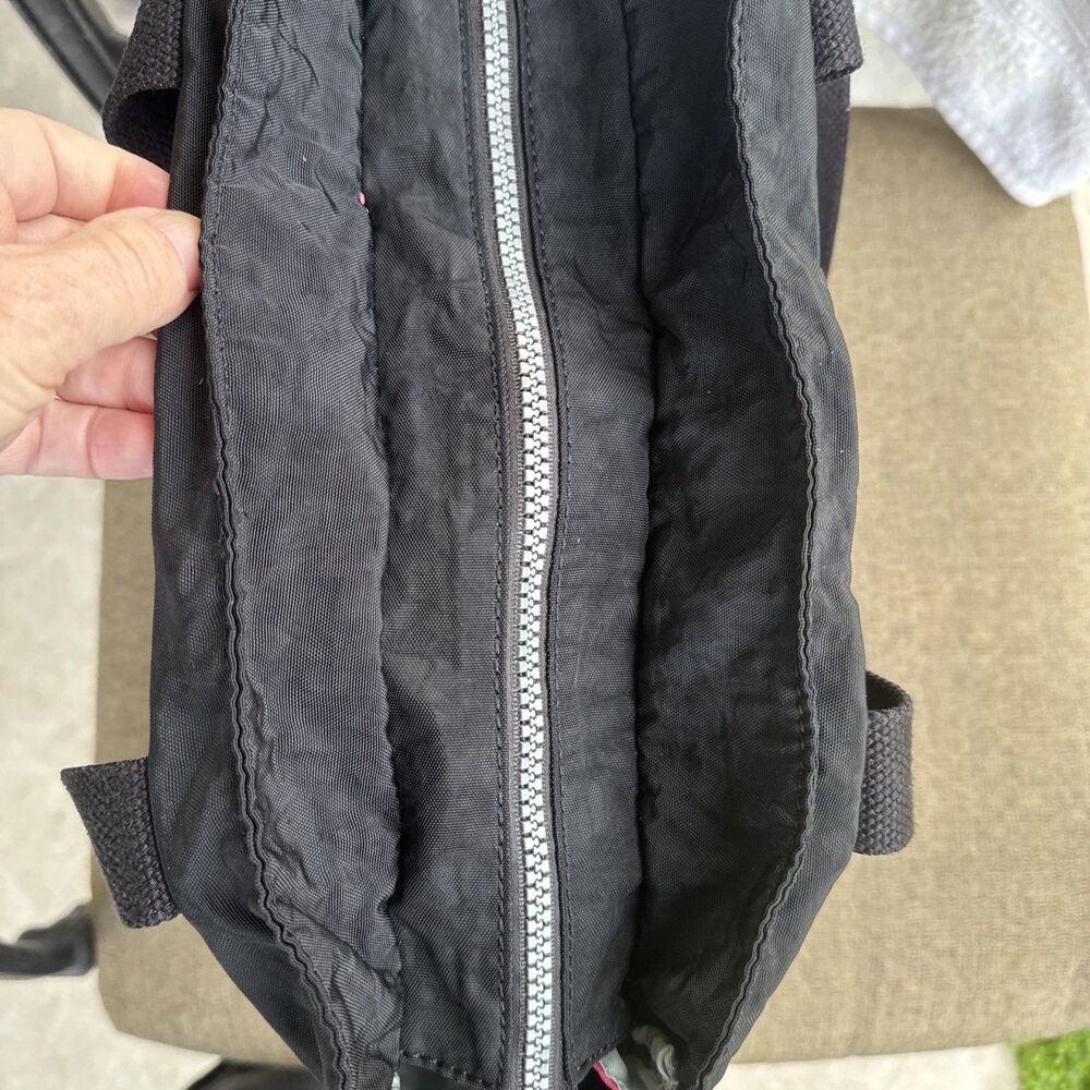 Kipling Expandable Tote Black Side Zip Pink Details - Picture 12 of 16